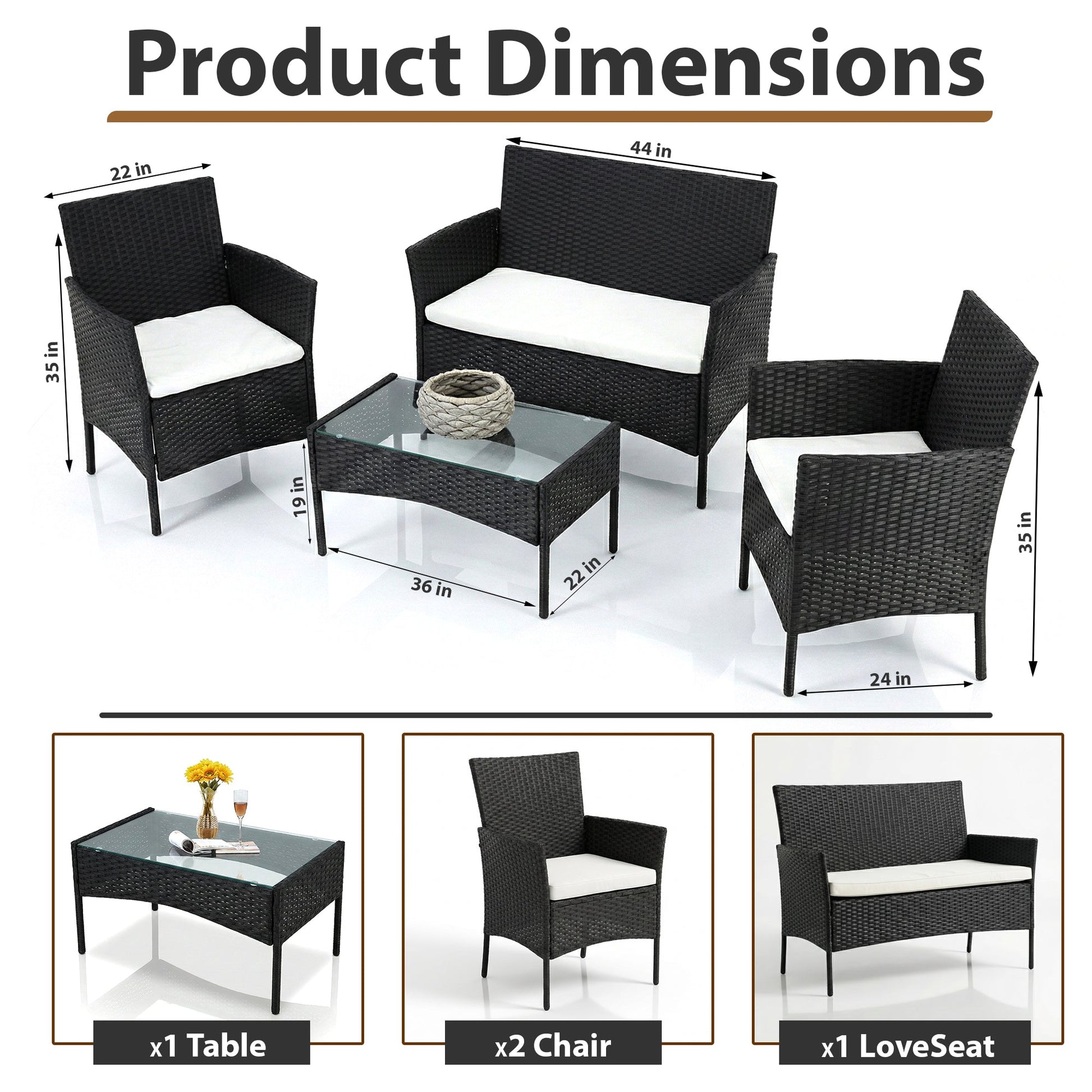 Aaru Outdoor Sofa Set 2 Seater , 2 Single seater and 1 Center Table Set