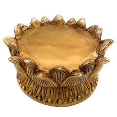 Bhunes Brass Lotus Shaped Pooja Chowki for Kalash, Kamal Bajot Peetha, Puja Aasan Peetham, Deity Platform Singhasan, Mandir Temple Stand for Idols, Home Decor, Gift, Gold, 3 Inch, 1 Piece