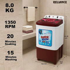 Reliance 8 kg Washer only Maroon (RSTW80BG - 20 Min Soak Function & 15 Min Wash)-3