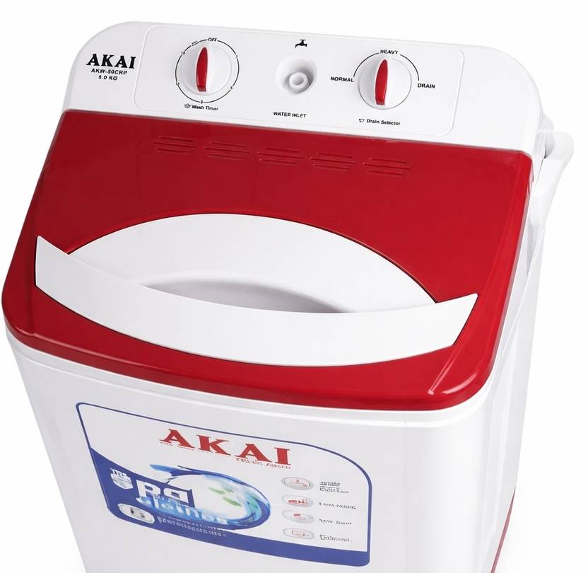Akai 8 kg Washer only White, Maroon (AKM-80CRP)-4