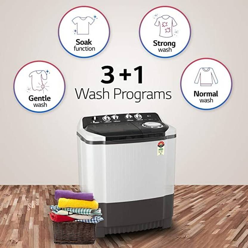 LG 8 kg Semi Automatic Top Load Washing Machine Grey, White (P8015SGAZ)-2