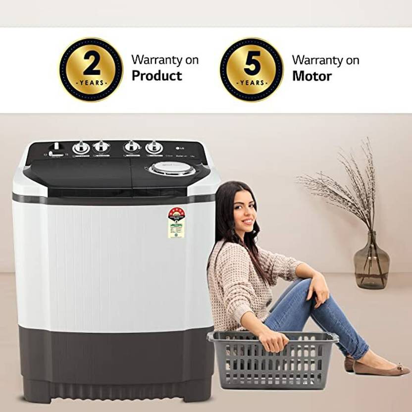 LG 8 kg Semi Automatic Top Load Washing Machine Grey, White (P8015SGAZ)-3