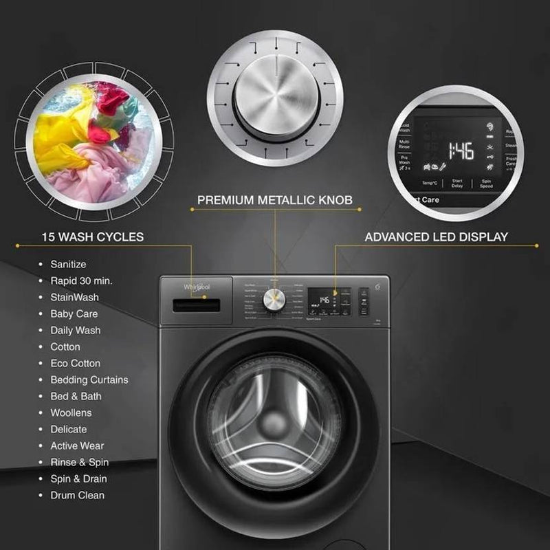 Whirlpool 8 kg Fully Automatic Front Load Washing Machine with In-built Heater Grey (XS8014BYME)-4