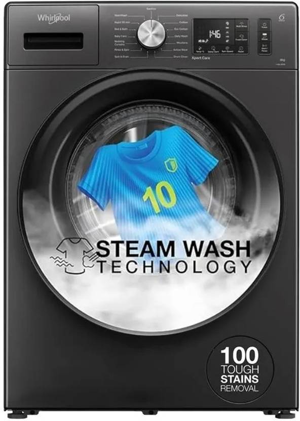 Whirlpool 8 kg Fully Automatic Front Load Washing Machine with In-built Heater Grey (XS8014BYME)-1