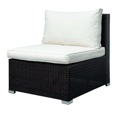 Silas Outdoor Garden Balcony Sofa Set 5 Seater, Single seater With 1 Ottoman and 1 Center Table Set (Black + White)
