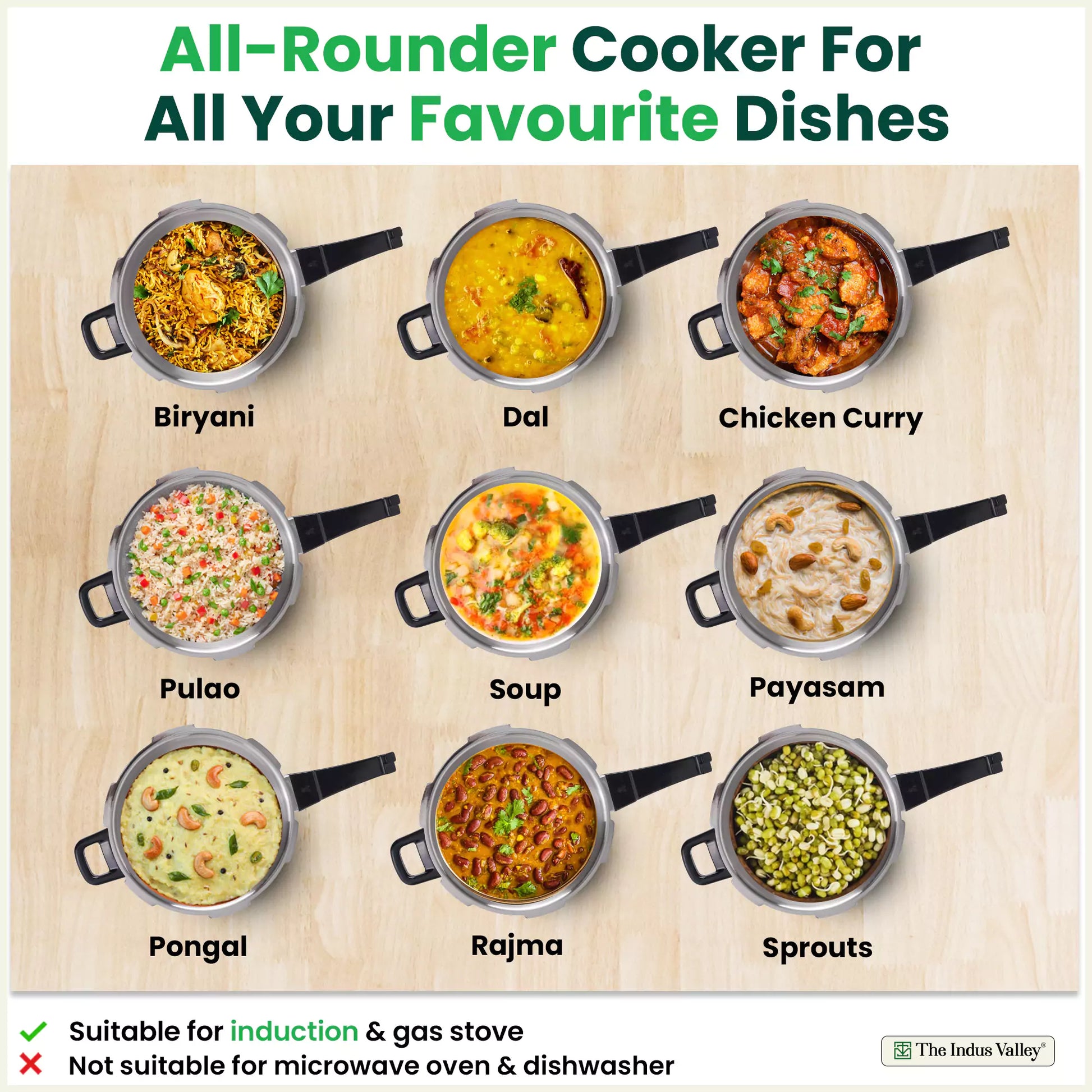 3L+5L RapidCuk Tri-ply Stainless Steel Pressure Cooker Combo, Premium Quality, 3 Layer Thick Body, Heavy Bottom, 5Yr Warranty, ISI Certified, Induction & Gas, Free ₹600 Wood Chopping Board