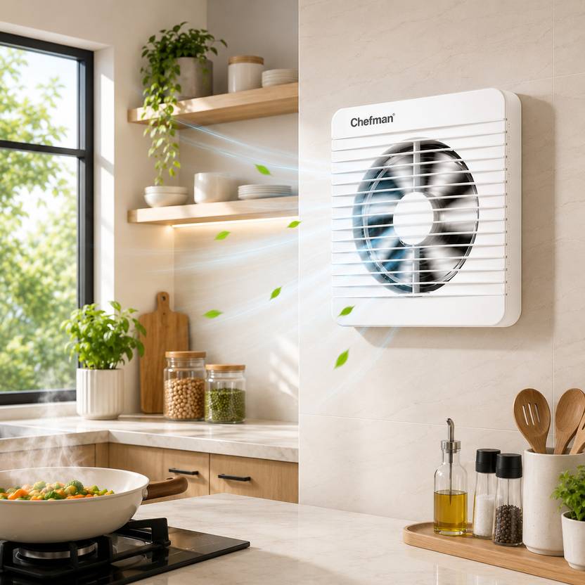 Chefman Kitchen Bathroom Wall Mounted Exhaust Fan for Efficient Smoke and Odor Removal 160 mm Exhaust Fan-2