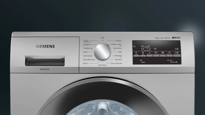Siemens 8 kg Fully Automatic Front Load Washing Machine with In-built Heater Silver (WM14J46SIN)-2