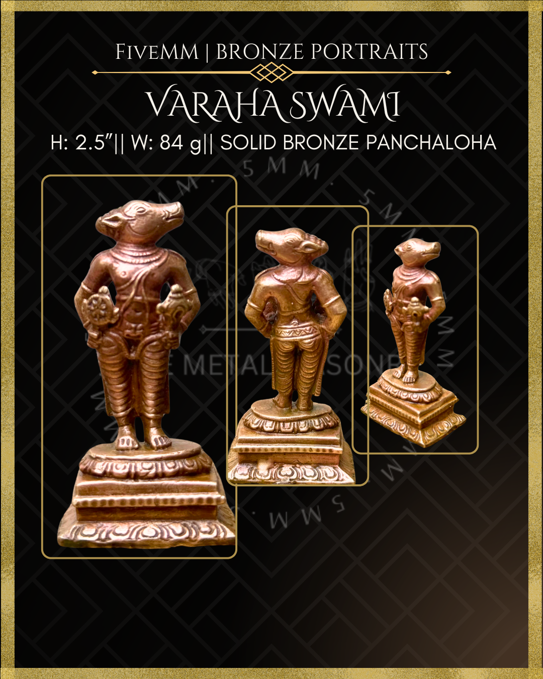Varaha Panchaloha Bronze Icon - 2.5"