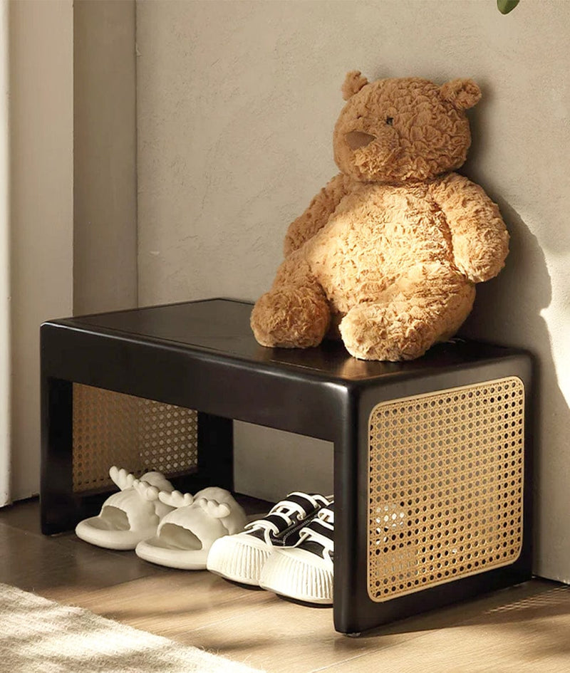 All-in-one Rattan End Table Snack Side Table