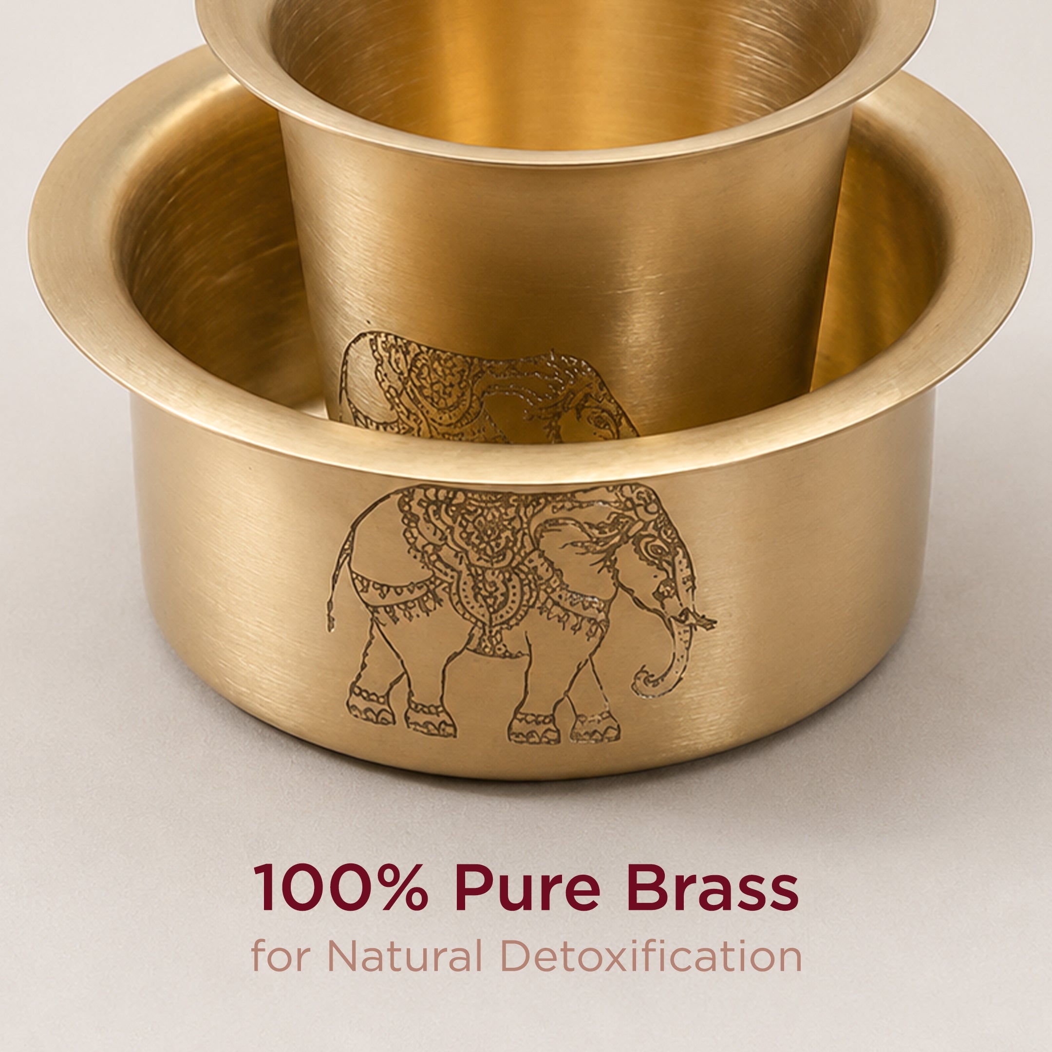 Traditional South Indian Brass Filter Coffee Tumbler Set | Brass Cup and Dabra Set of 1