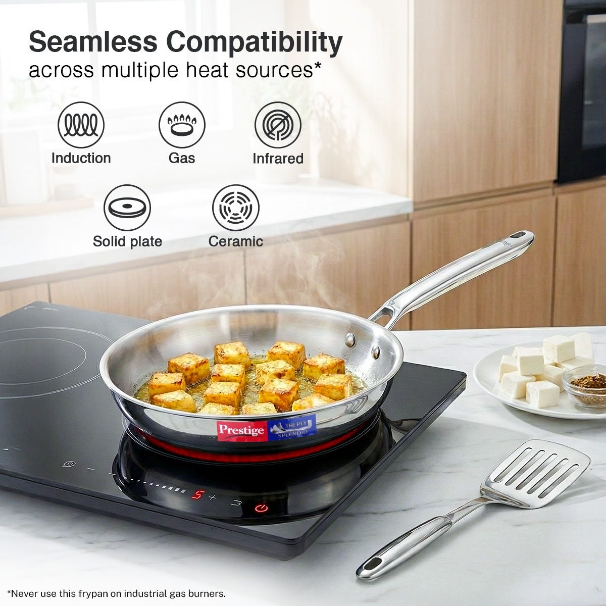 Prestige 5 Litre TRIPLY Svachh Outer Lid Handi Pressure Cooker, Deep Lid for Spillage Control, Gas & Induction Compatible + Prestige 24cm/1.7L Tri-Ply Stainless Steel Splendid Fry Pan, 15Y Warranty