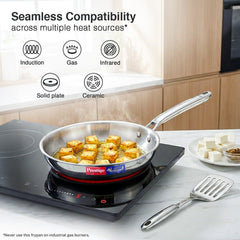 Prestige 5 Litre TRIPLY Svachh Outer Lid Handi Pressure Cooker, Deep Lid for Spillage Control, Gas & Induction Compatible + Prestige 24cm/1.7L Tri-Ply Stainless Steel Splendid Fry Pan, 15Y Warranty