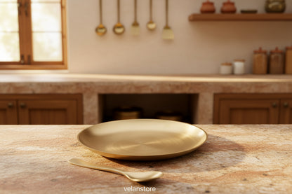 Matt Finish Bronze Breakfast Plate With Spoon