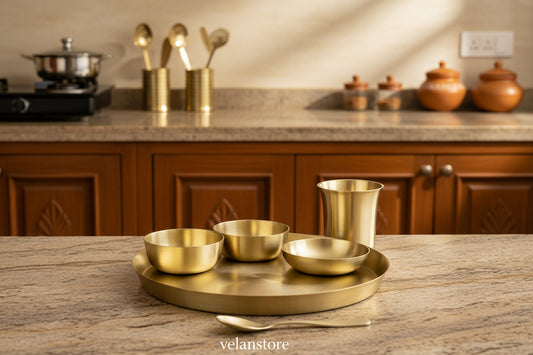 Matt Finish Bronze Thali Plate - Complete set