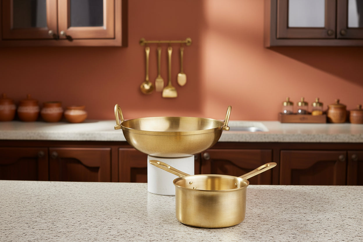 Bronze/Kansa Combo (Kadai + Milk Sauce pan)