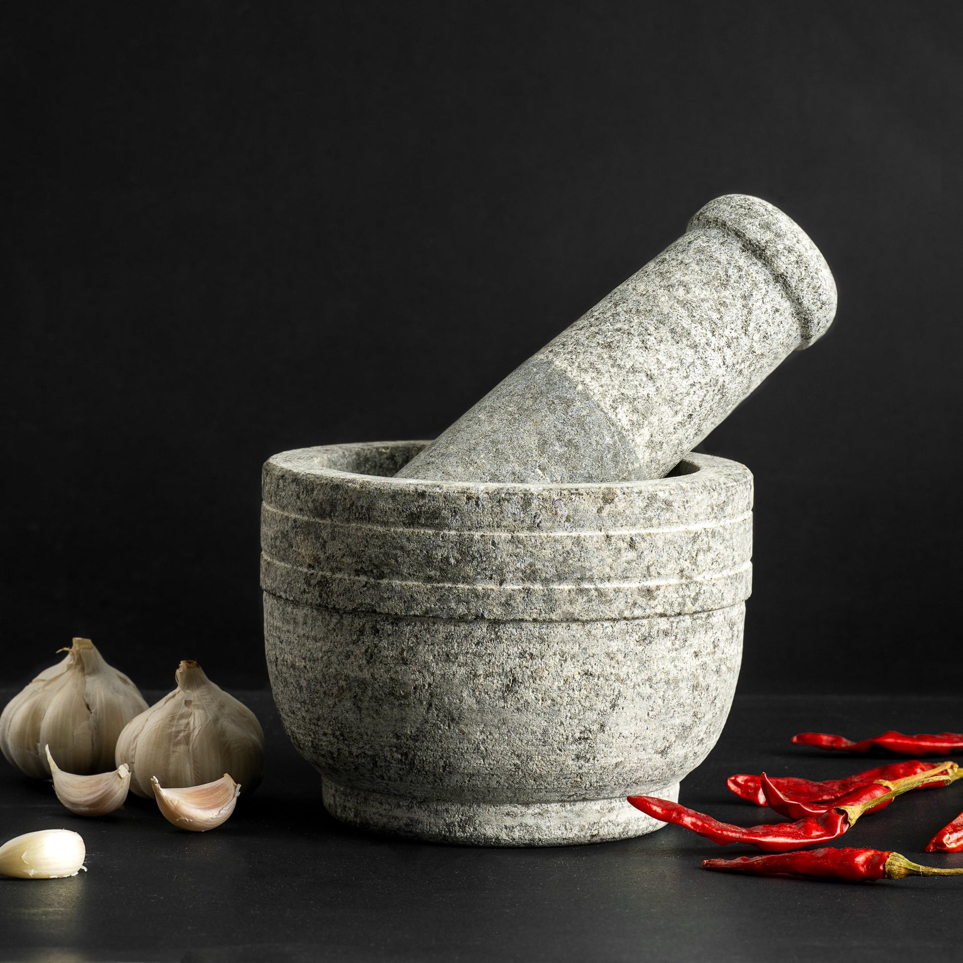 Premium Uthukuli Stone Mortar and Pestle (Circular Large)