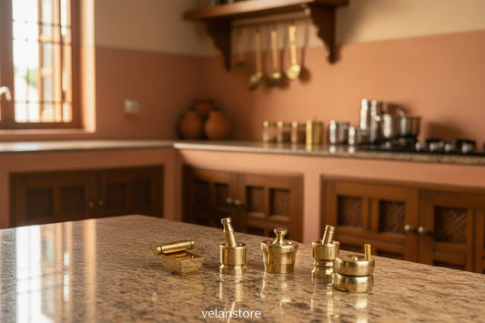 {Premium Finish} Pure Brass Traditional Vastu Pooja and Grahapravesam set of 5