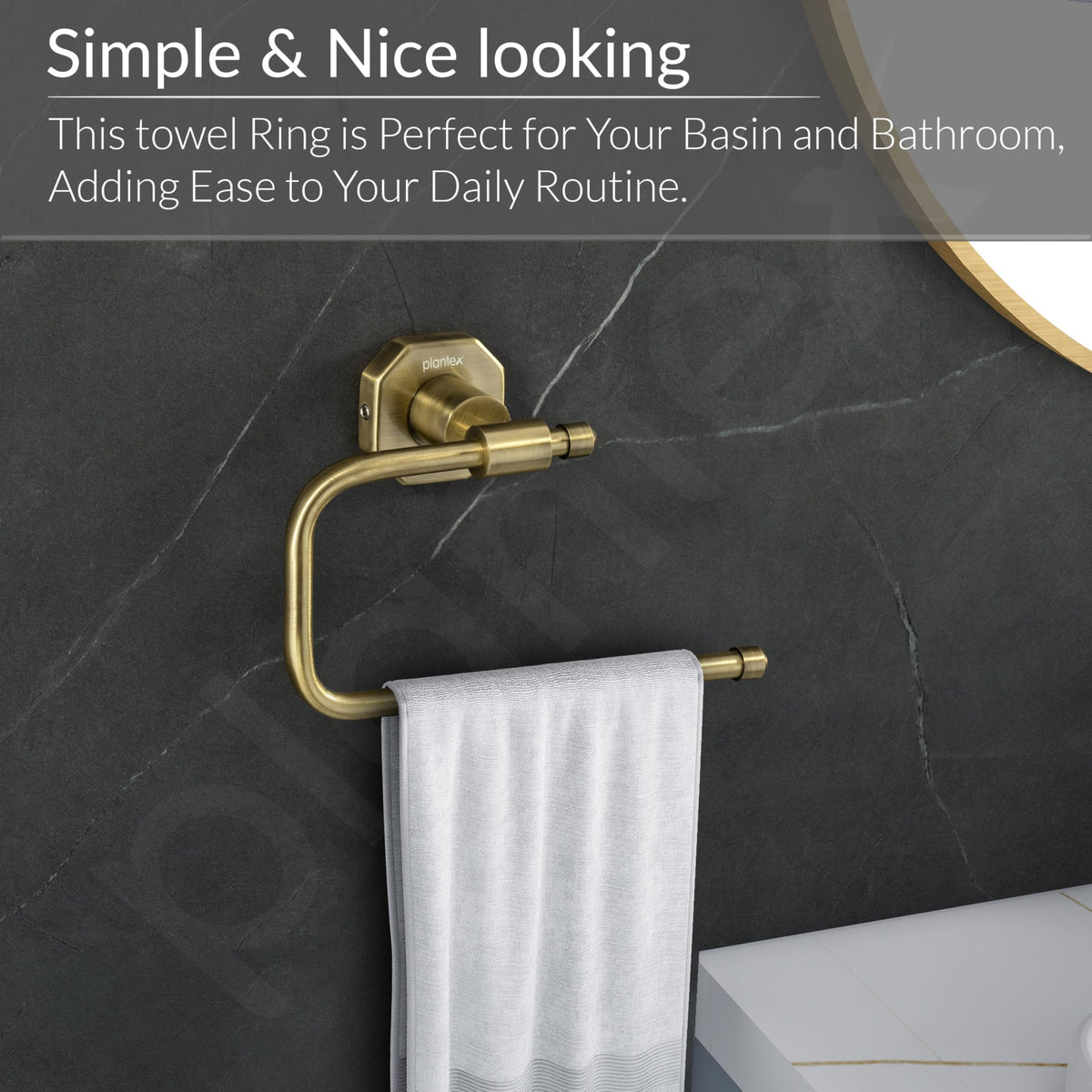 Plantex 304 Grade Stainless Steel Napkin Holder/Towel Hanger/Napkin Ring for Wash Basin/Towel Holder for Kitchen/Bathroom Accessories - Nipron (Brass Antique)-4