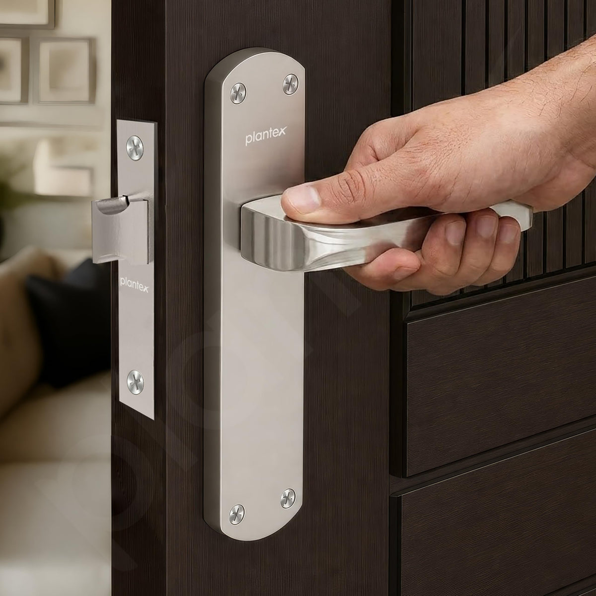 Plantex Heavy Duty Bathroom Door Lock/Mortise Handle Lock/8inch Keyless Plate Handle Set for Home/Bathroom/Store Room/Balcony/Office with Baby Latch (8132- Matt)-6