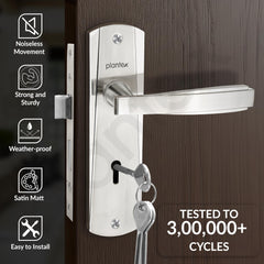 Plantex Heavy-Duty Door Lock Set - Main Door Lock Handle Set/Mortise Lock with 3 Keys for Home- Pack of 1 (8130-Matt)-2
