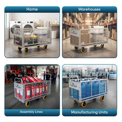 Corvids 200 Kg Heavy-Duty Mild Steel Cage Platform Trolley | 2-Year Warranty | 6-Inch TPR Wheels, Dual Handles | Industrial Material Handling Cart for Warehouse, Factory, Store, Hotel & Home
