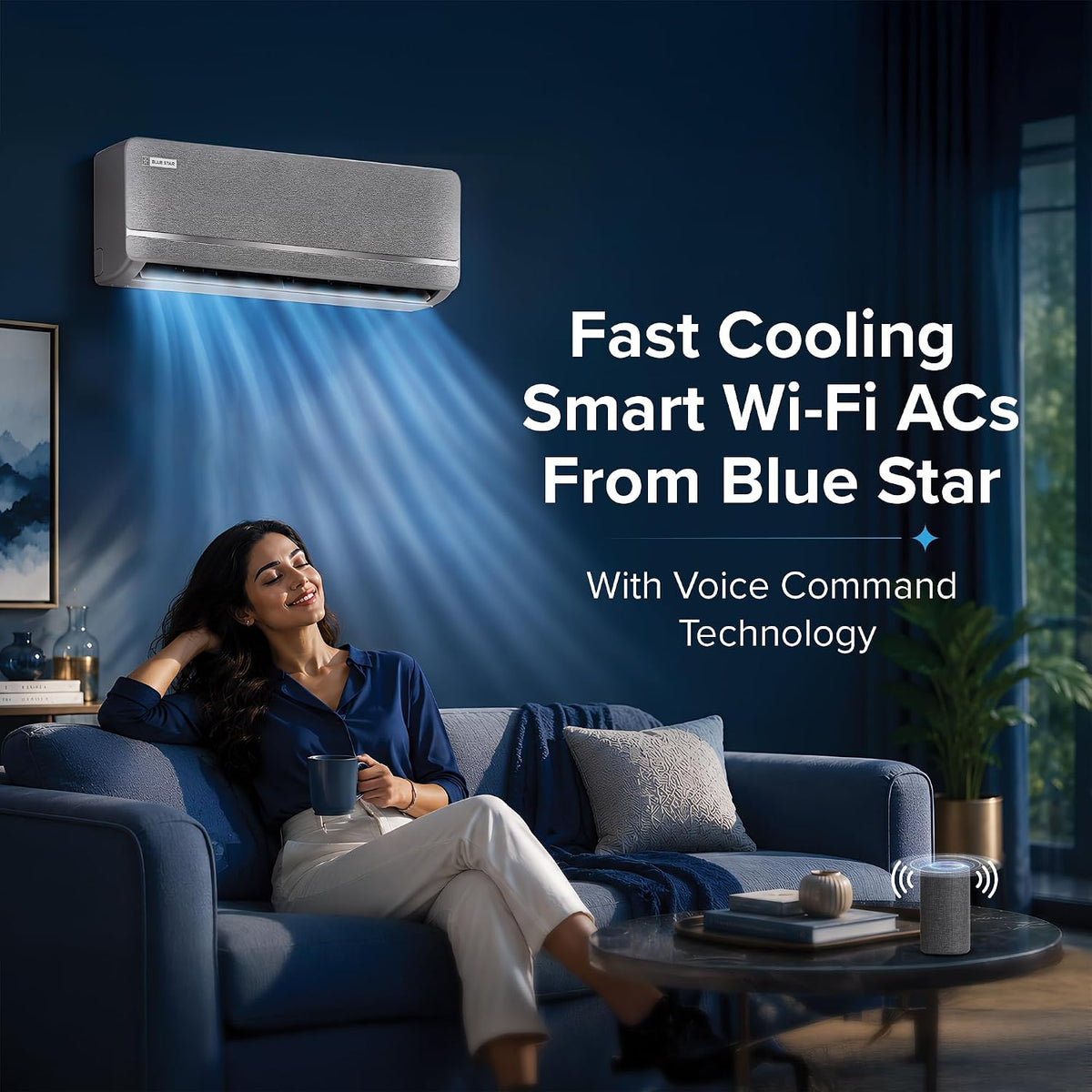 Blue Star 1.45 Ton 5 Star, New Star Rated, Smart Inverter Split AC, Iconia Series (AI Pro+, Copper, 4-Way Swing, DigiQ Hepta Sensor,Turbo Cool, Self (IC518IXUS))