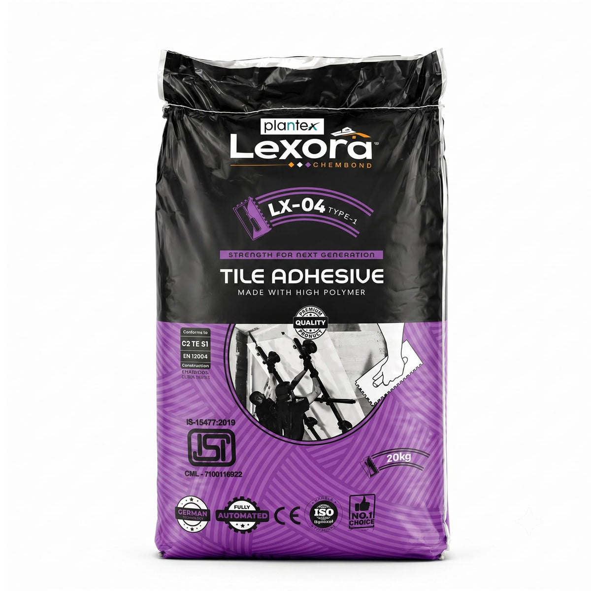 Plantex Lexora Tile Adhesive for Terracotta/Ceramic & Quarry Tiles/Polymer Modified Cement Adhesive for Floor & Wall Tiles Fixing/ Kitchen & Bathroom‚ Use - 20kg (LX-04, White)-1