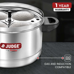 Judge by Prestige Stainless Steel Idli Cooker with 4 Plates, 1 Liters, 25 x 25 x 21 Centimeters, Silver