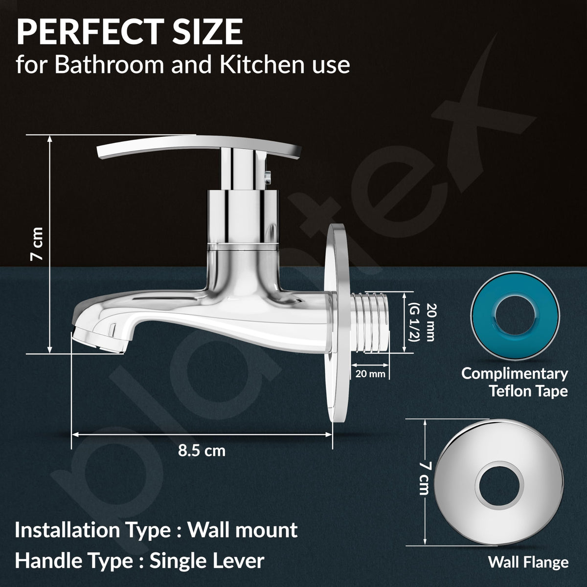 Plantex Single Lever Bib Cock Water Tap for Bathroom with Brass Spindle/Wash Basin Tap for Home/Tap for Bathroom with Water Saving Aerator-(Samar-Chrome)-3