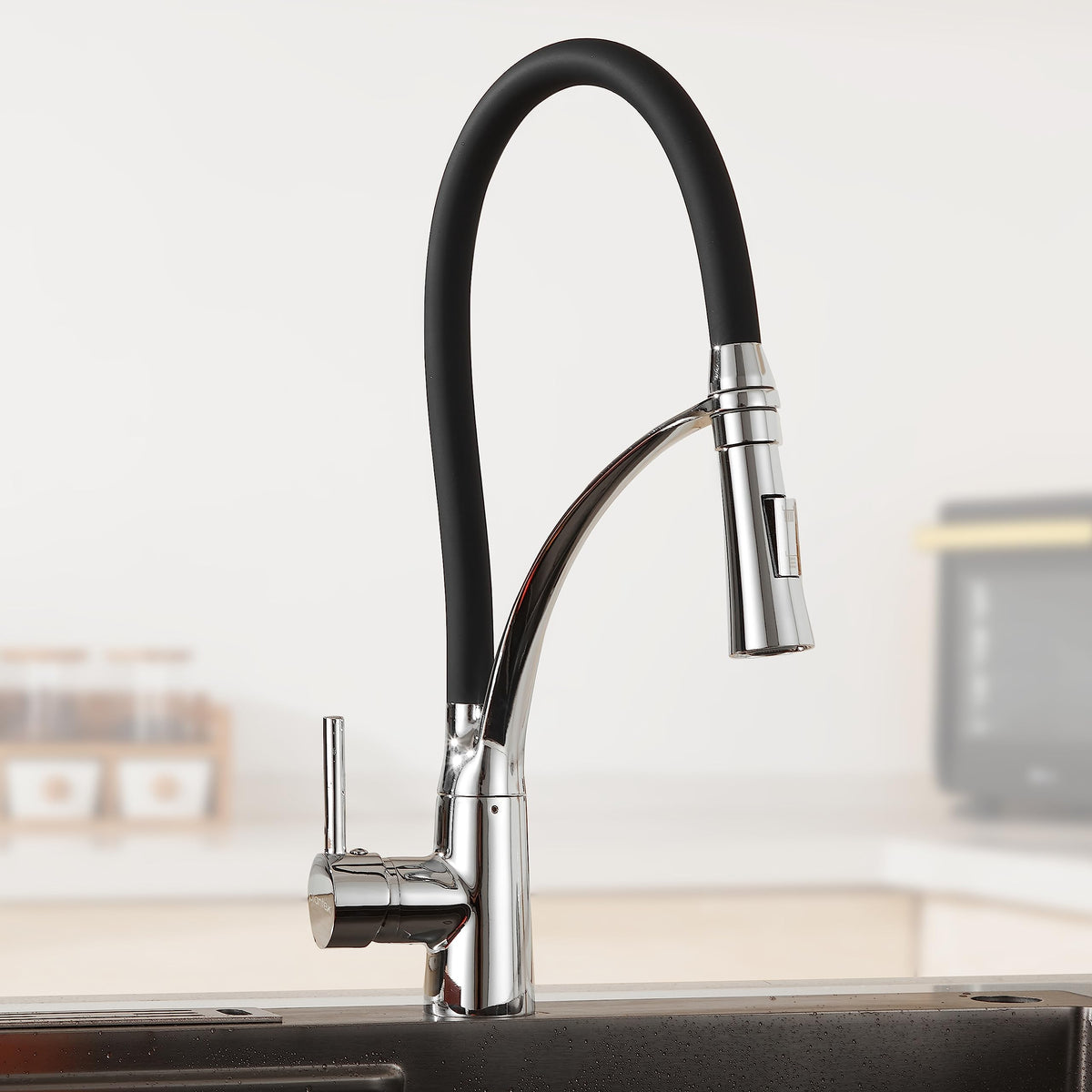Plantex Designer Kitchen Sink Faucet/Pull Out Faucet for Kitchen Sink with 360‚° Rotatable Flexible tap for Kitchen Sink Deck Mounted -(Chrome & Black)-5