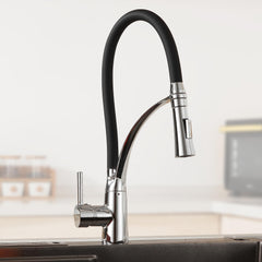 Plantex Designer Kitchen Sink Faucet/Pull Out Faucet for Kitchen Sink with 360‚° Rotatable Flexible tap for Kitchen Sink Deck Mounted -(Chrome & Black)-5