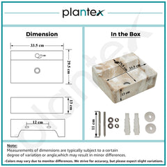 Plantex Ceramic Wash Basin for Bathroom/Square Wall Hung Basin/Bathroom Sink/Washbasin for Restaurant/Hotel (13 x 12 x 5 Inch)-3