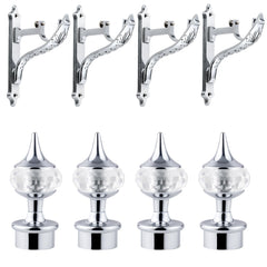 Plantex Heavy Duty Aluminium Diamond Curtain Brackets/Curtains Holder/Curtain Rod Holder (Chrome - 2 Pair)-1
