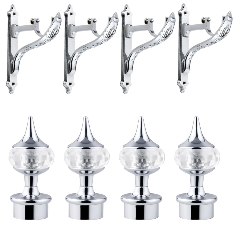 Plantex Heavy Duty Aluminium Diamond Curtain Brackets/Curtains Holder/Curtain Rod Holder (Chrome - 2 Pair)-1
