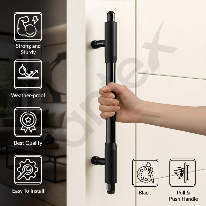 Plantex 12 Inch Main Door Handle/Pull-Push Handle for Main Door/Stainless Steel Handle for Home&Office/Hotel - Pack of 1 (Z-Black & PVD Black)-3