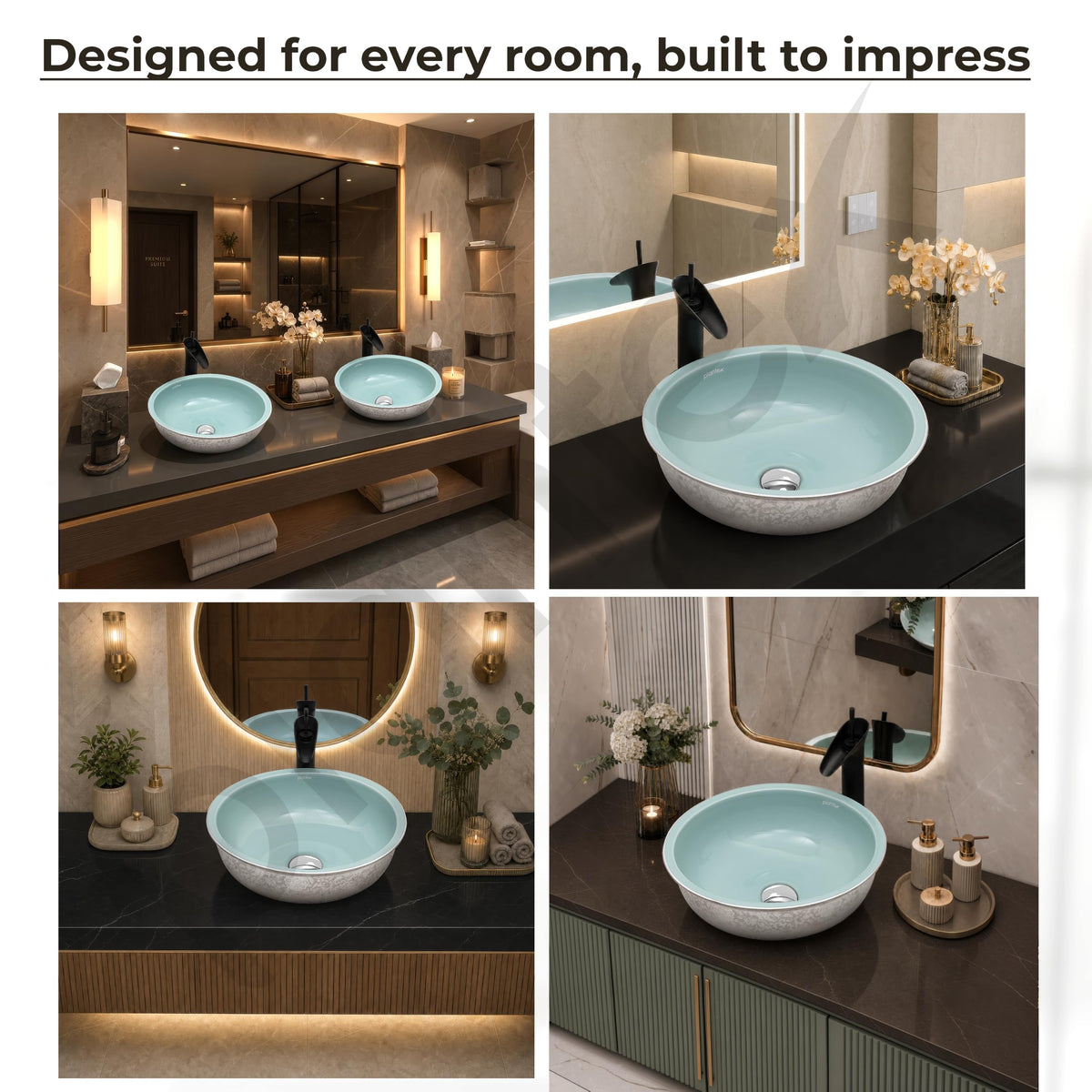 Plantex Ceramic Round Basin for Bathroom/ Table Top Basin/ Washbasin for Bathroom/ Restaurant/Hotel (16.5 x 16.5 x 6 Inch)-4