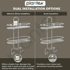 Plantex Self Adhesive Bathroom Stainless Steel Shelf/5in1 Multipurpose Shower Caddy/Storage Shelf/Soap Holder/Stand/Bathroom Accessories(Oval-Chrome Silver)-6