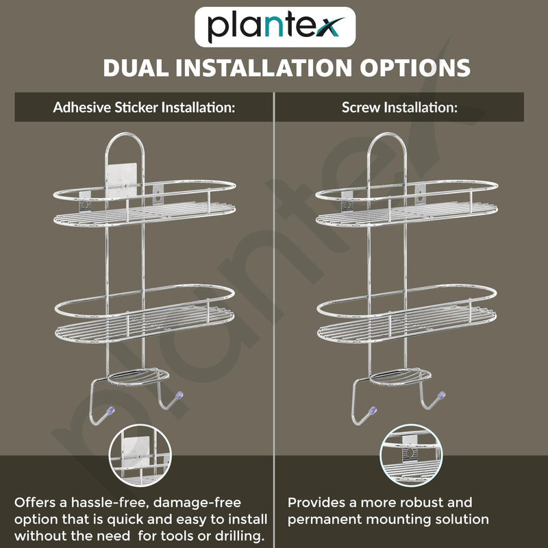 Plantex Self Adhesive Bathroom Stainless Steel Shelf/5in1 Multipurpose Shower Caddy/Storage Shelf/Soap Holder/Stand/Bathroom Accessories(Oval-Chrome Silver)-6