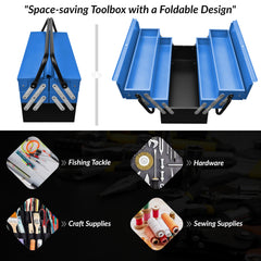 Plantex Metal Tool Box/Tools Box With Large Capacity/Empty Tool Box/Tool Organizer For Carpenter, Garage, And Home Essential Tools - 5 Compartments - (Blue & Black)-6