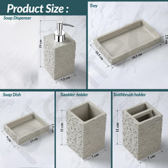Plantex Polyresin Bathroom Accessories Set Soap Dispenser/Toothbrush Holder/Bathroom Tray/Tumbler Holder/Soap Dish - 5 Piece(923)-3