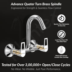 Plantex Sink Tap for Kitchen Sink/360 Degree Rotating with Foam Flow/Hot & Cold Sink Mixer/Wall Mount Sink Mixer with Wall Flange and Teflon Tape - Pack of 1 (Chrome, 3223)-2