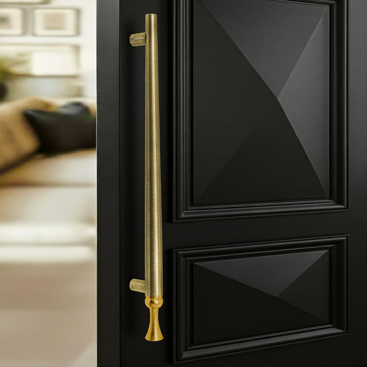 Plantex Main Door Handle/Stainless Steel & Aluminium Door Handle/450mm Pull-Push Handle for Home/Office/Hotel - Pack of 1 (DTMD-413, Brass Antique & Gold)
