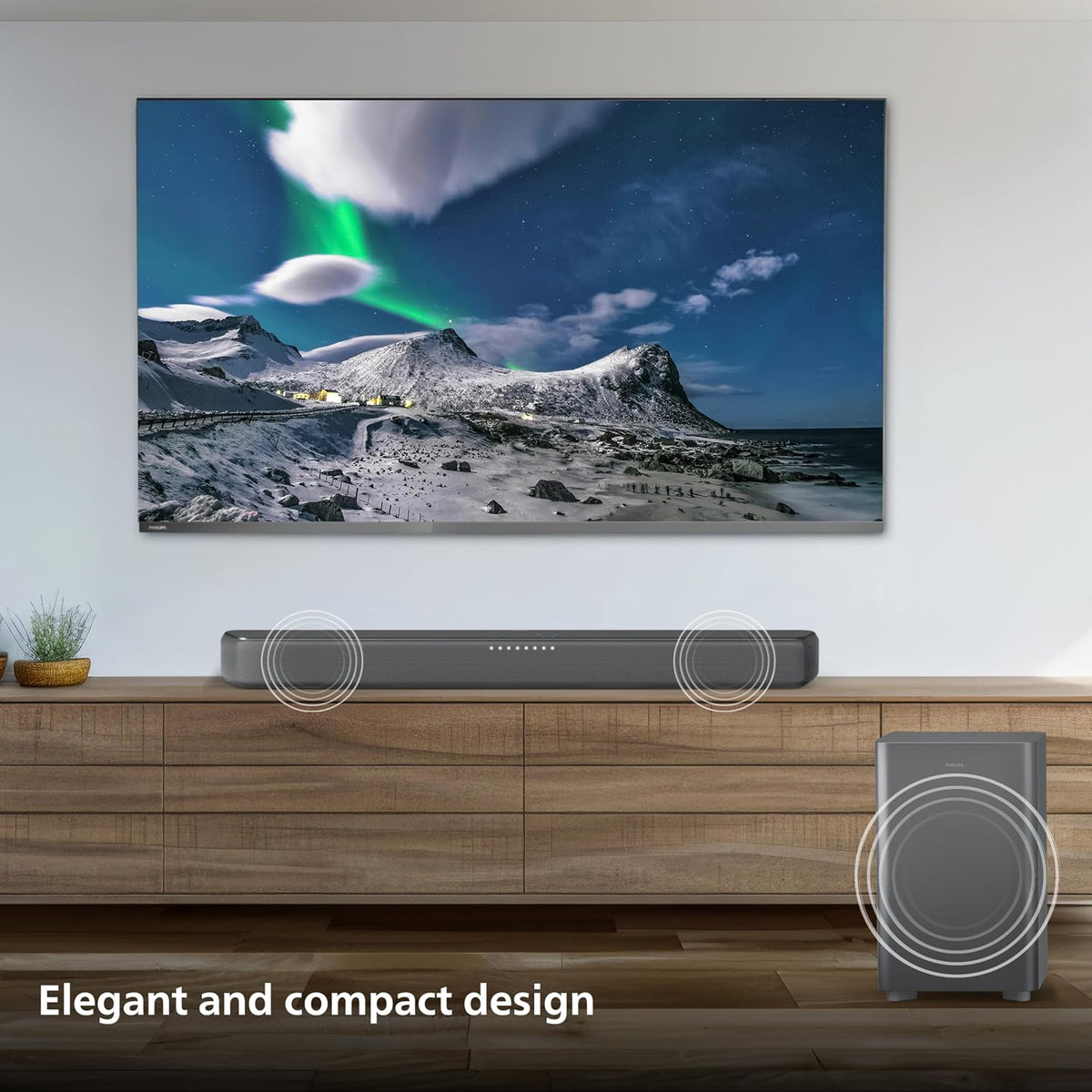 Philips TAB5309 Soundbar: 2.1 Channel, 240W Soundbar Wireless Subwoofer, Dolby & DTS 3D Virtual, Deep Bass