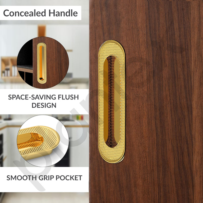 Plantex Sliding Door Handle/Concealed Handle for Sliding Door/160mm Concealed Handle for Wardrobe/Kitchen Cabinet - Pack of 2 (PVD Gold) (Model APS-DTC-3770)-4