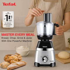 Tefal Chef Assist 800W Mixer Grinder,Juicer Jar & Food Processor |Dough Maker 15-in-1 Versatile Appliance| Powerful 800W Motor | 4 Jars and 7 blades| Europe’s No.1 Blending Brand | 3-Year Warranty