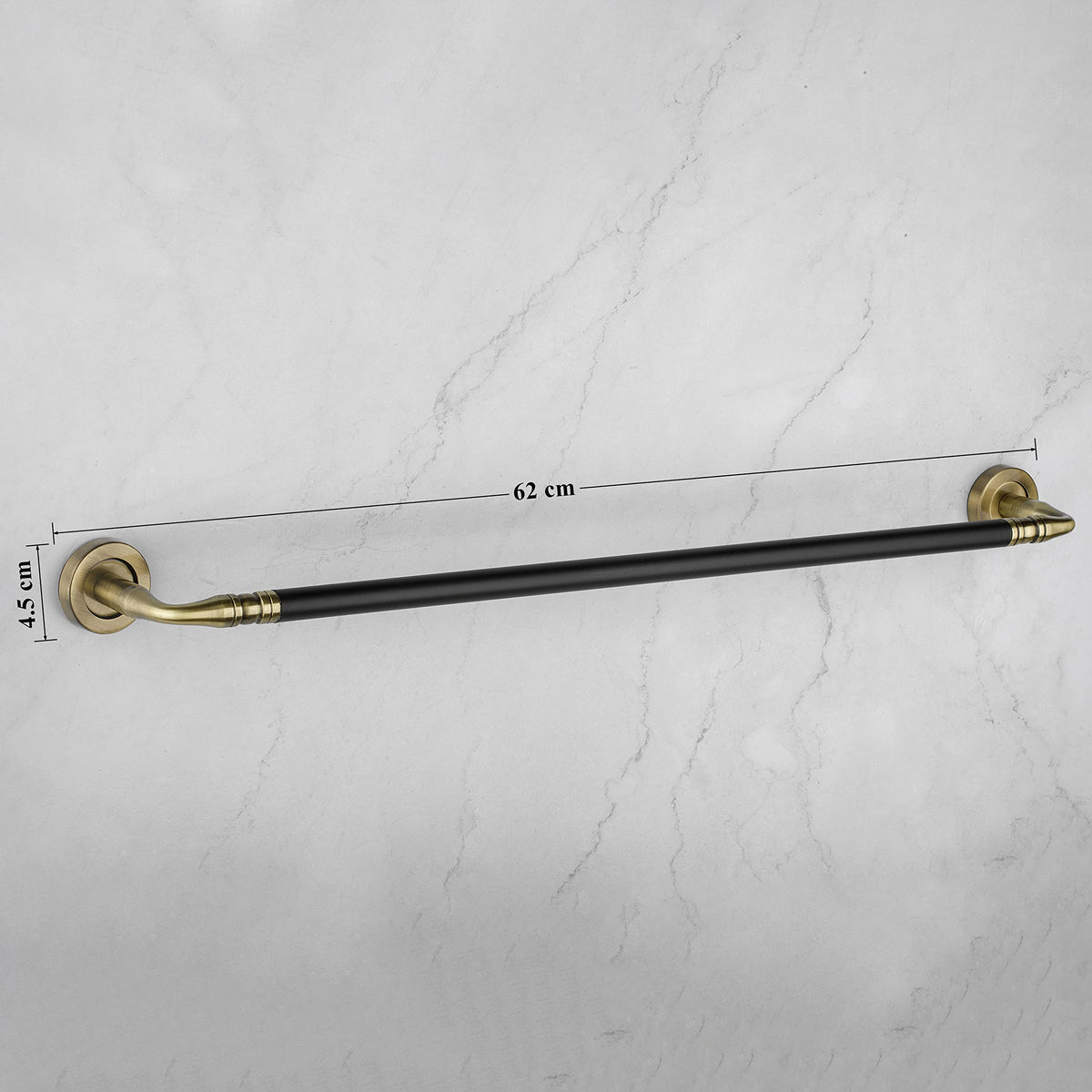 Plantex Single Towel Rod for Bathroom/Towel Holder in Bathroom/Towel Holder/Bathroom Accessories (24 inch - Brass Antique & Black) - Pack of 1-2