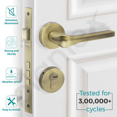 Plantex Main Door Lock/Mortise Lock for Door with 3 Years of Warranty - Robust Door Lock for Home with Brass Lock Body & Cylinder(064- Brass Antique Finish)-2