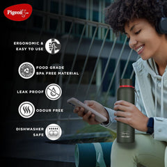 Pigeon by Stovekraft Croma Galaxy Stainless Steel Double Walled Leak Proof Thermos Water Bottle with Copper Coating Insi
