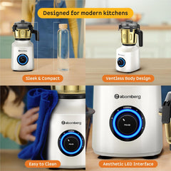 Atomberg Zenova Special Edition Mixer Grinder | Unique Coarse Mode for Silbatta-like Texture | BLDC Motor | Safety Features | 4 Jars including Chopper| Hands-Free Operation| Heritage Brass Pearl White